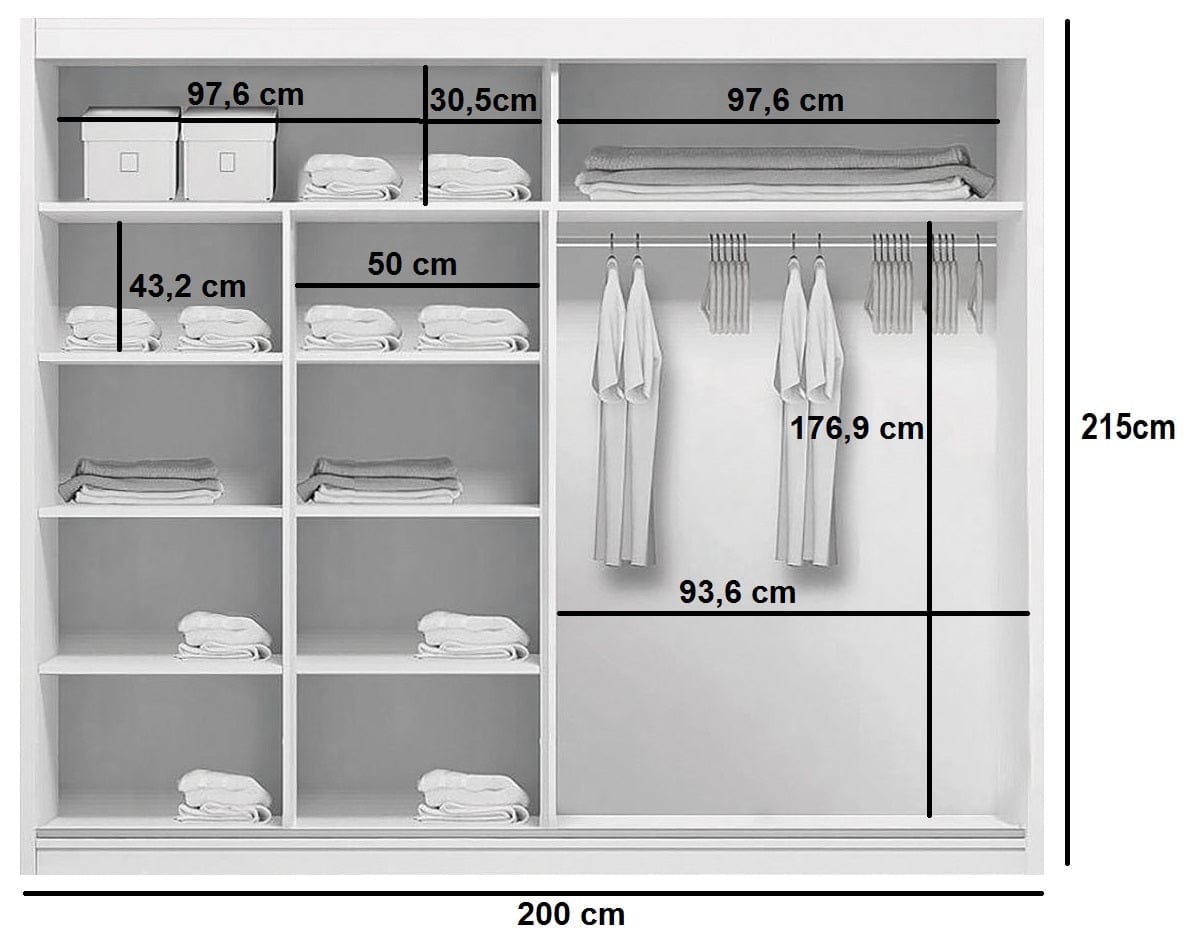 200 cm sliding door wardrobe White A9 – Furniture4House